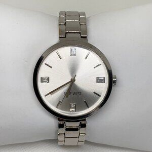 Nine West silver tone women watch 38mm round case quartz analog crystals running